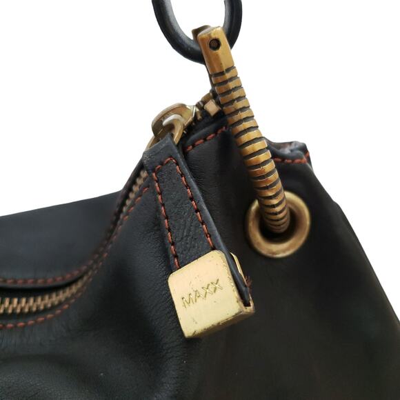 MAXX New York shoulder bag black accordion crossbody leather everyday purse - Picture 4 of 10